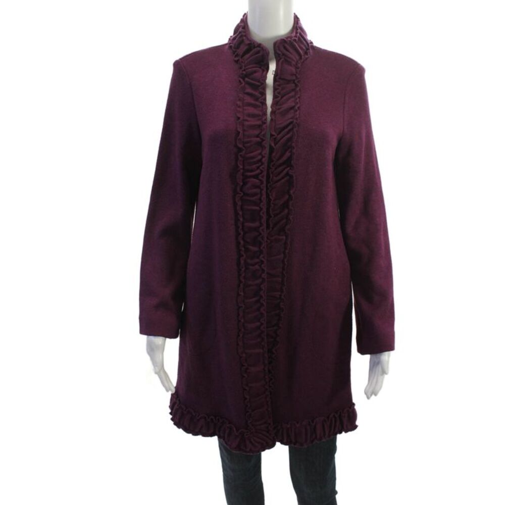 Pure Essence Womens Purple Mock Neck Long Sleeve Coatigan Size S